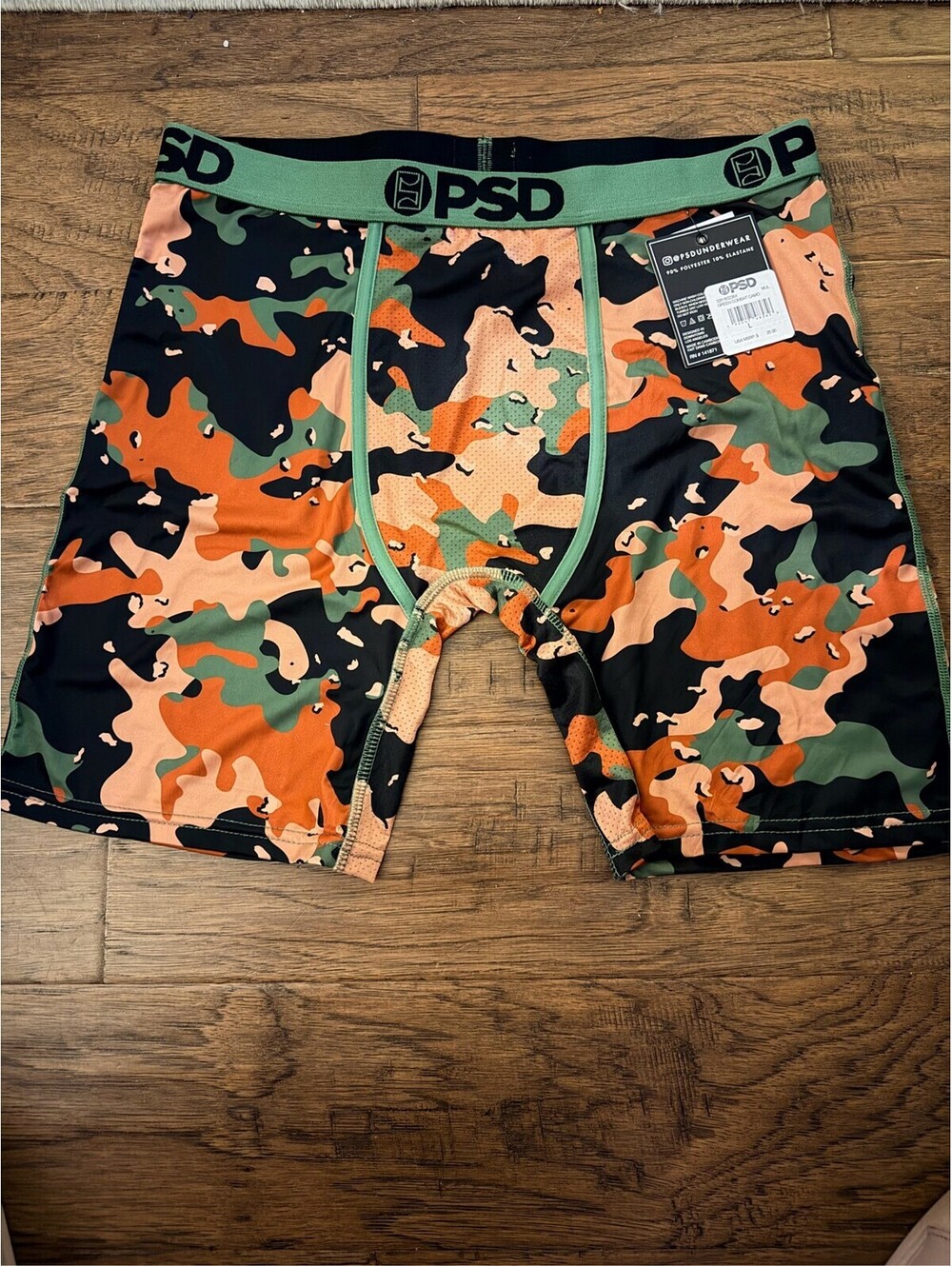 PSD Men's Boxer Briefs Orange Green Camouflage Print Athletic Underwear
